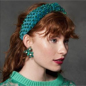 Lele Sadoughi Malachite Emerald Velvet Headband